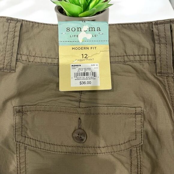 SONOMA LIFE STYLE MODERN FIT KAHKI MISSES BOTTOM CARGO PANT SIZE 12. - Picture 4 of 4